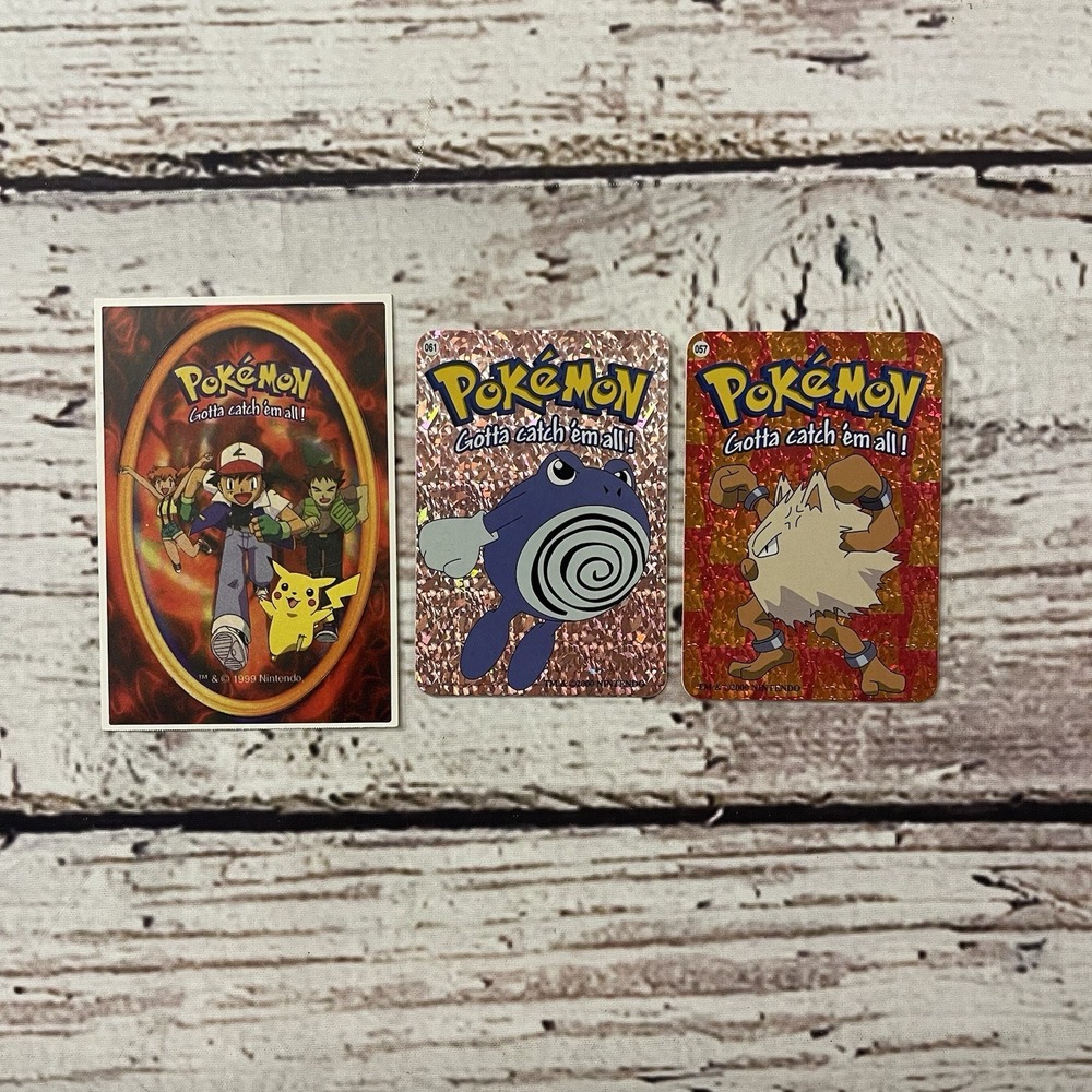 Poliwhirl 061 Primeape 057 Pokemon Vending Prism Cracked Ice Sticker Lot of 3
